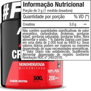 Creatina Monohidratada Micronizada 100% Pura 300g FTW